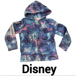 DISNEY Sorcerer Mickey Galaxy Blue & Purple Tie Dye 2017 Zip Up Hoodie small